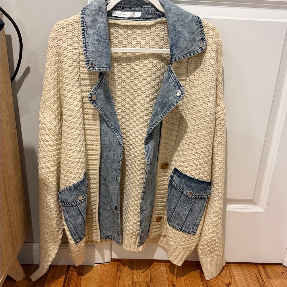 Altar’d State Denim and Sweater Cardigan *new*